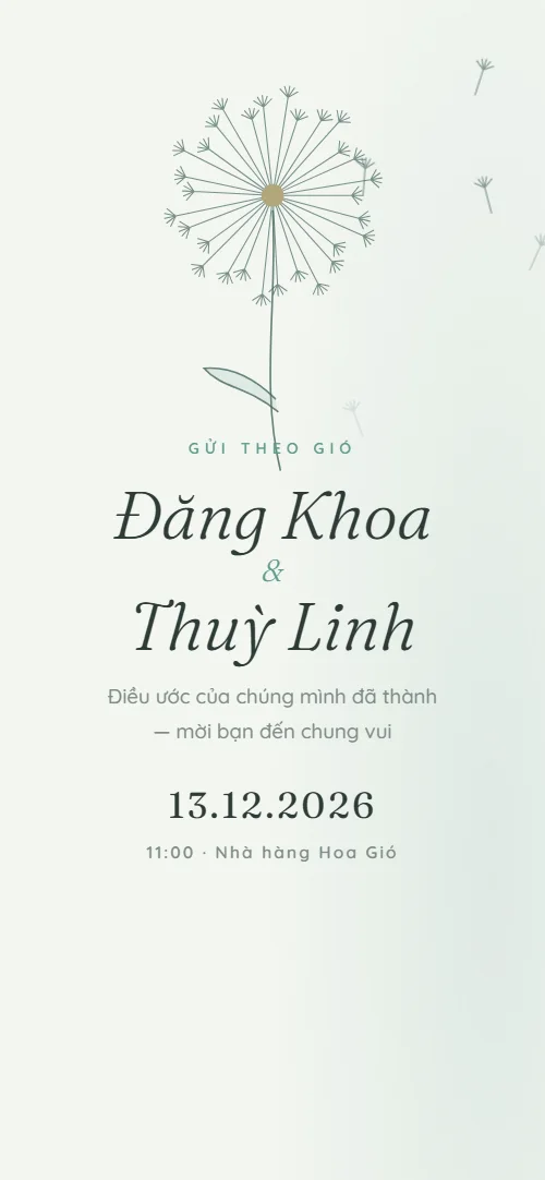 Mẫu thiệp cưới online Bồ Công Anh