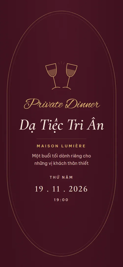 Mẫu thiệp mời tri ân khách hàng online Dạ Tiệc
