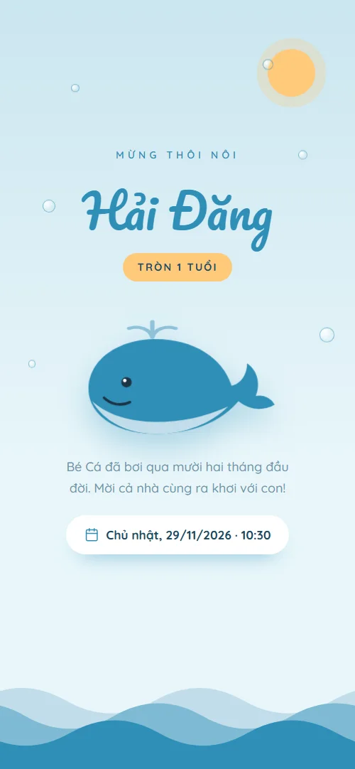 Mẫu thiệp thôi nôi online Đại Dương Nhỏ