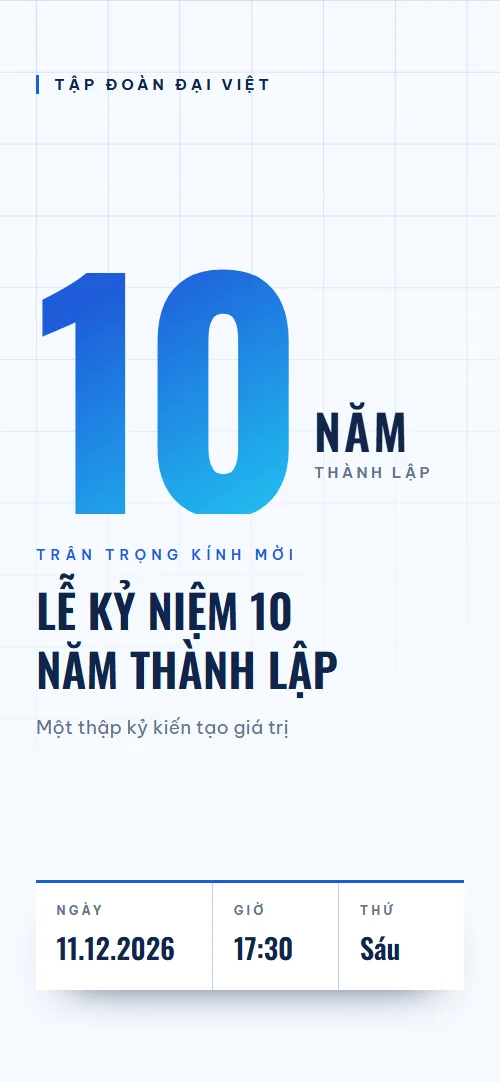 Mẫu thiệp mời tiệc công ty online Dấu Mốc