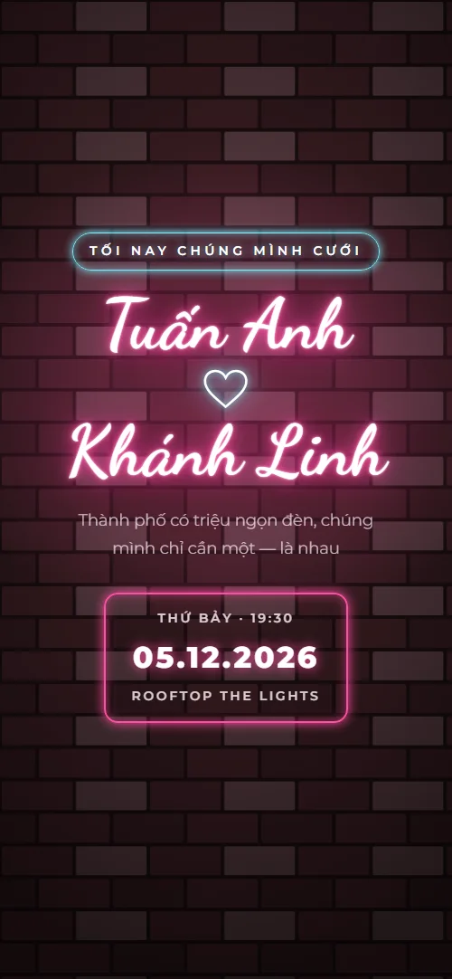 Mẫu thiệp cưới online Đèn Phố