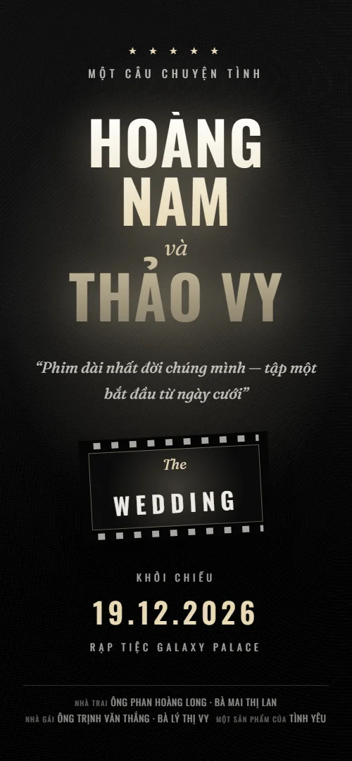 Mẫu thiệp cưới online Điện Ảnh
