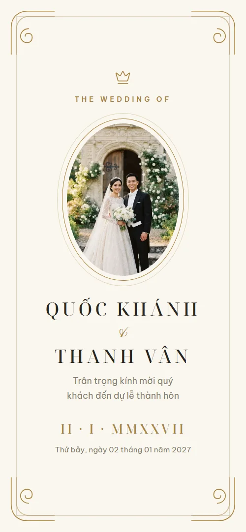 Mẫu thiệp cưới online Hoàng Gia