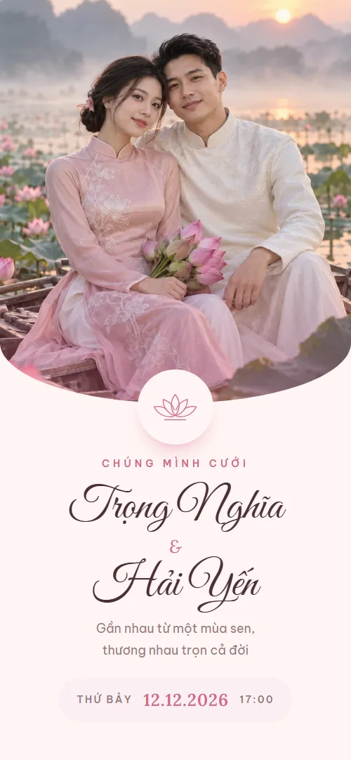 Mẫu thiệp cưới online Hương Sen