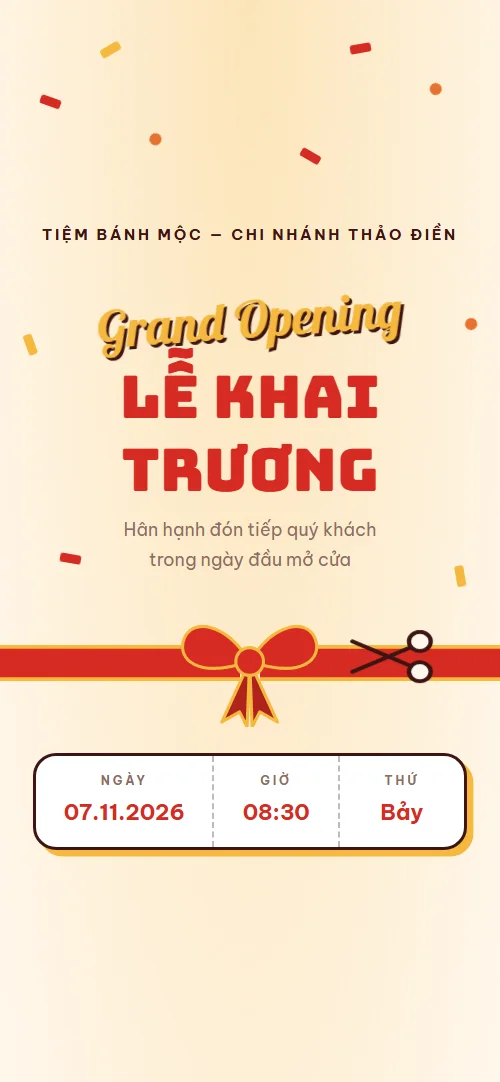 Mẫu thiệp mời sự kiện online Khai Trương