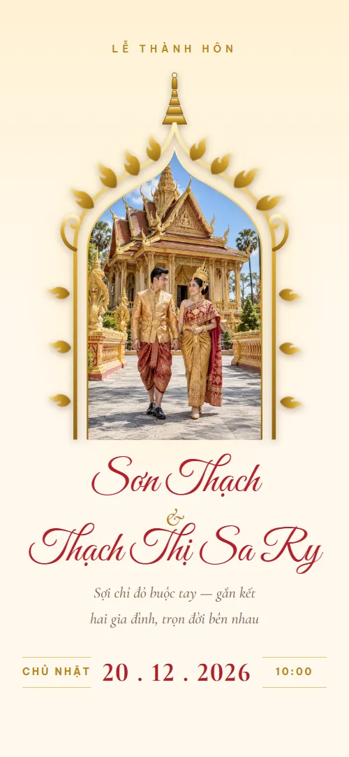 Mẫu thiệp cưới online Kim Tháp