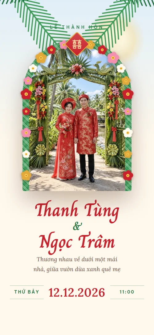Mẫu thiệp cưới online Miệt Vườn