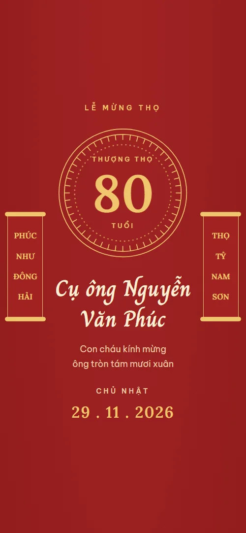 Mẫu thiệp kỷ niệm online Mừng Thọ