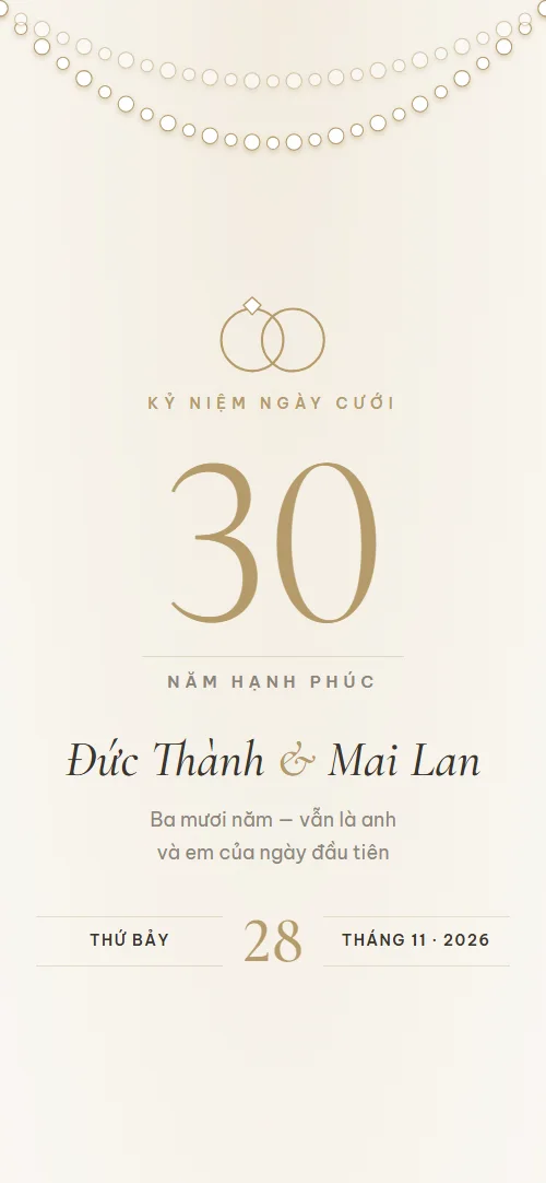 Mẫu thiệp kỷ niệm online Ngọc Trai