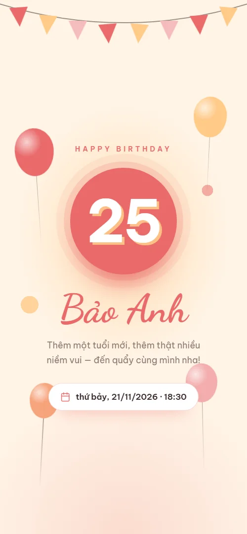 Mẫu thiệp sinh nhật online Rực Rỡ