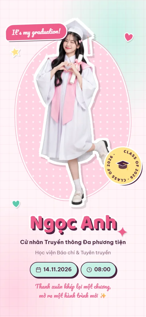Mẫu thiệp mời tốt nghiệp online Thanh Xuân